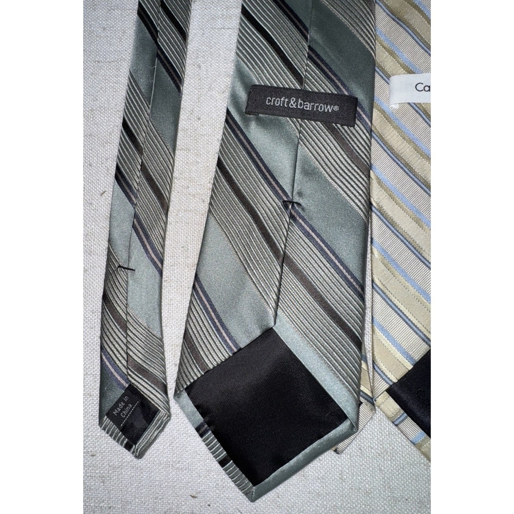 Men's‎ Neck Tie NeckTie LOT of 5 Silk Calvin Klein Croft & Barrow Stripes - Picture 8 of 10